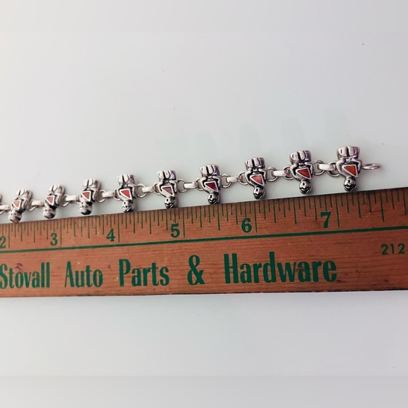 Carol Felley Storyteller Inlaid Spiny Oyster Sterling Silver Bracelet - Picture 7 of 7